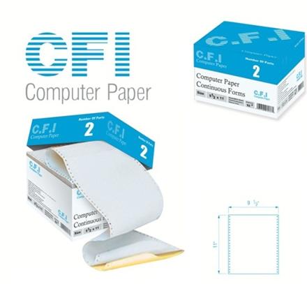 کاغذ کامپیوتر فرم پیوسته 80 ستونی 2 نسخه کاربن لس CFI Computre Paper