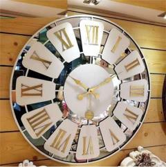 ساعت دیواری آینه ای و چوبی