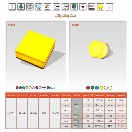 سنگ نورانی گرد ضد آب مولتی کالر سایز 11 سانت 12 ولت Emax مدل PL11POM