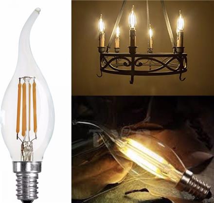 لامپ شمعی ٨ وات فیلامنت لوستری کم مصرف اشکی