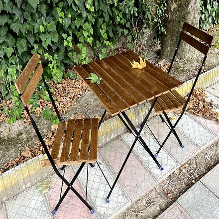 تولید میز صندلی چوب و فلز تاشو بالکنی