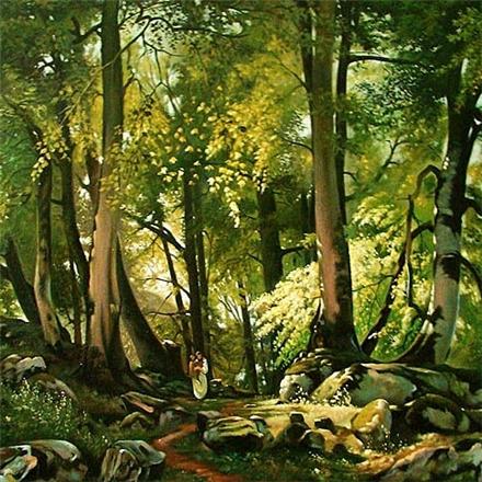 تابلو نقاشی منظره جنگل