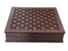 جعبه چوبی کادویی آجیل و شکلات مدل حصیری مدل